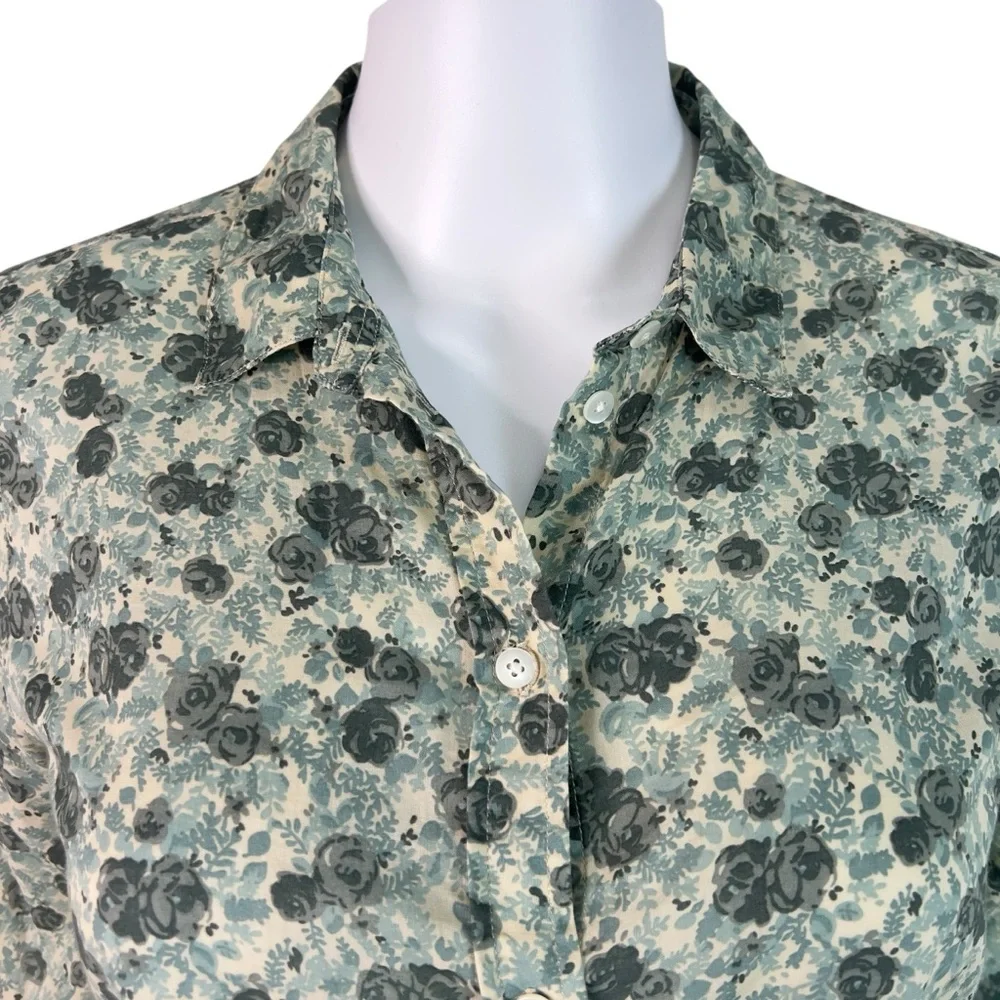Sezane Green Floral Cotton Blouse Top Size 36 US 4 - Picture 6 of 12